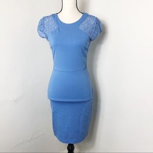3/$25 Gianni Bini Blue Floral Lace Sleeve Dress